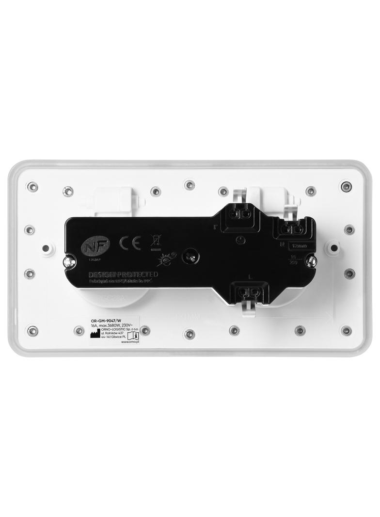 Hermetyczne gniazdo elektryczne podwójne prostokątne IP55 2x2P+Z(French) białe OR-GM-9047/W ORNO