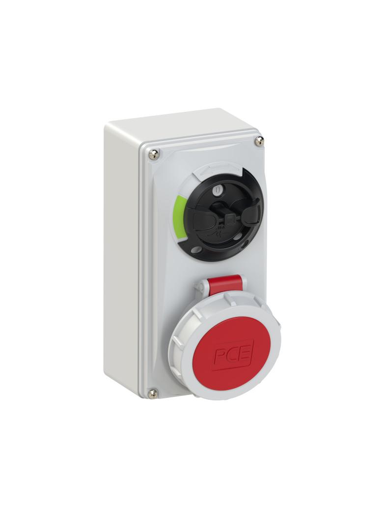 GNIAZDO Z WYŁĄCZNIKIEM 0-1 MAŁE BLOKADA MECHANICZNA 16A 400V 3P+Z IP67 61142-6 PCE