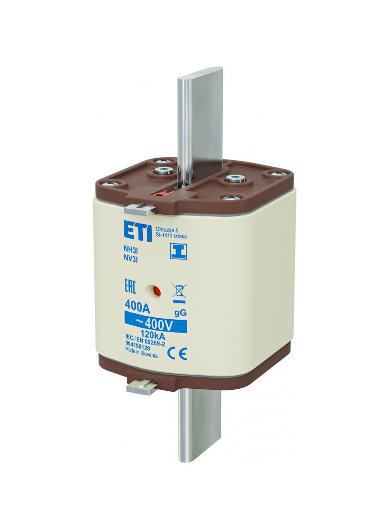 Wkładka topikowa NH zwłoczna KOMBI Zaczepy izolowane NH3/I gG 400A 400V 004196129 ETI