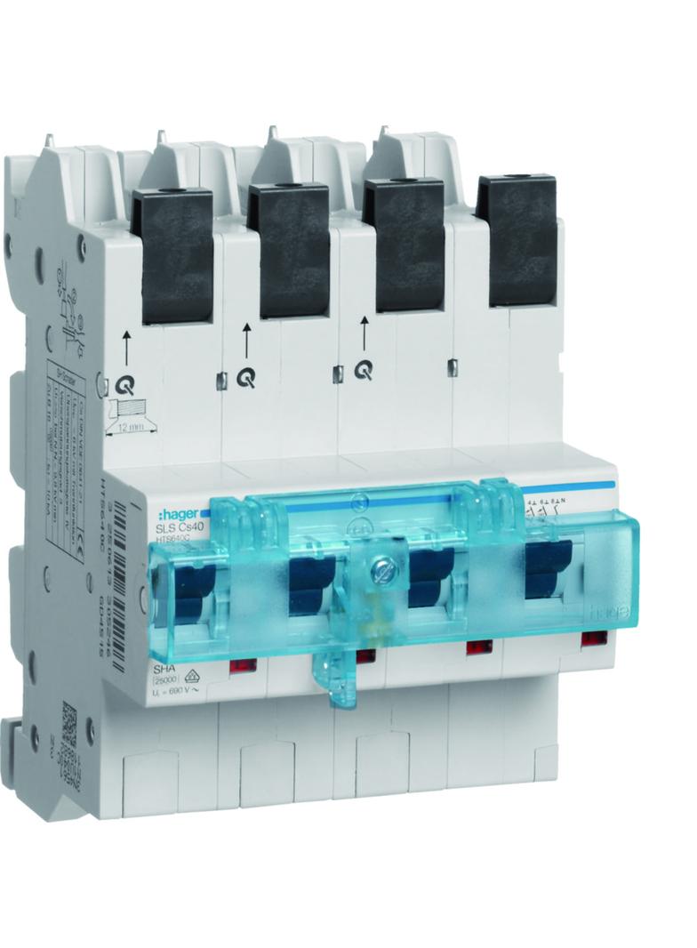 MCB SLS Wyłącznik nadprądowy selektywny 3P+N Cs 40 A szyny Cu 40-12x5/10mm HTS640C HAGER