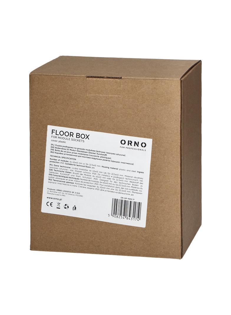Puszka podłogowa na gniazda modułowe 6 x 45x45mm lub 12 x 22,5x45mm, pokrywa: stal nierdzewna, czarn
