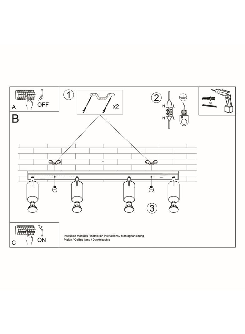 Sollux Plafon RING 4L czarny SL.0332