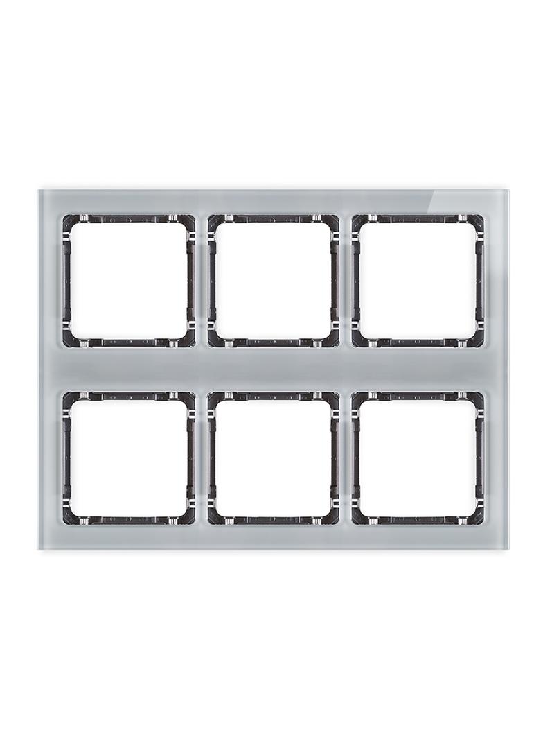 DECO Ramka modułowa 6 krotna (3 poziom, 2 pion) - efekt szkła (ramka szara; spód grafitowy)