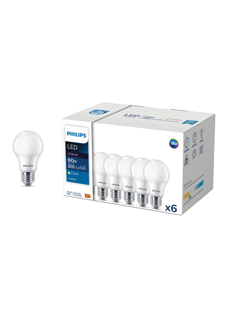Żarówka LED 8W=60W 806lm 2700K barwa ciepła kulka 8-60W A60 E27 827 6CT PHILIPS