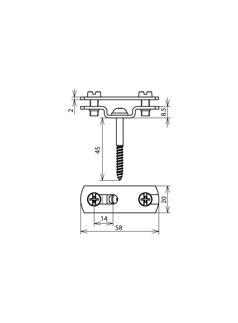 Wspornik do płaskownika do 30 mm, z wkrętem do drewna, stal nierdzewna NIRO