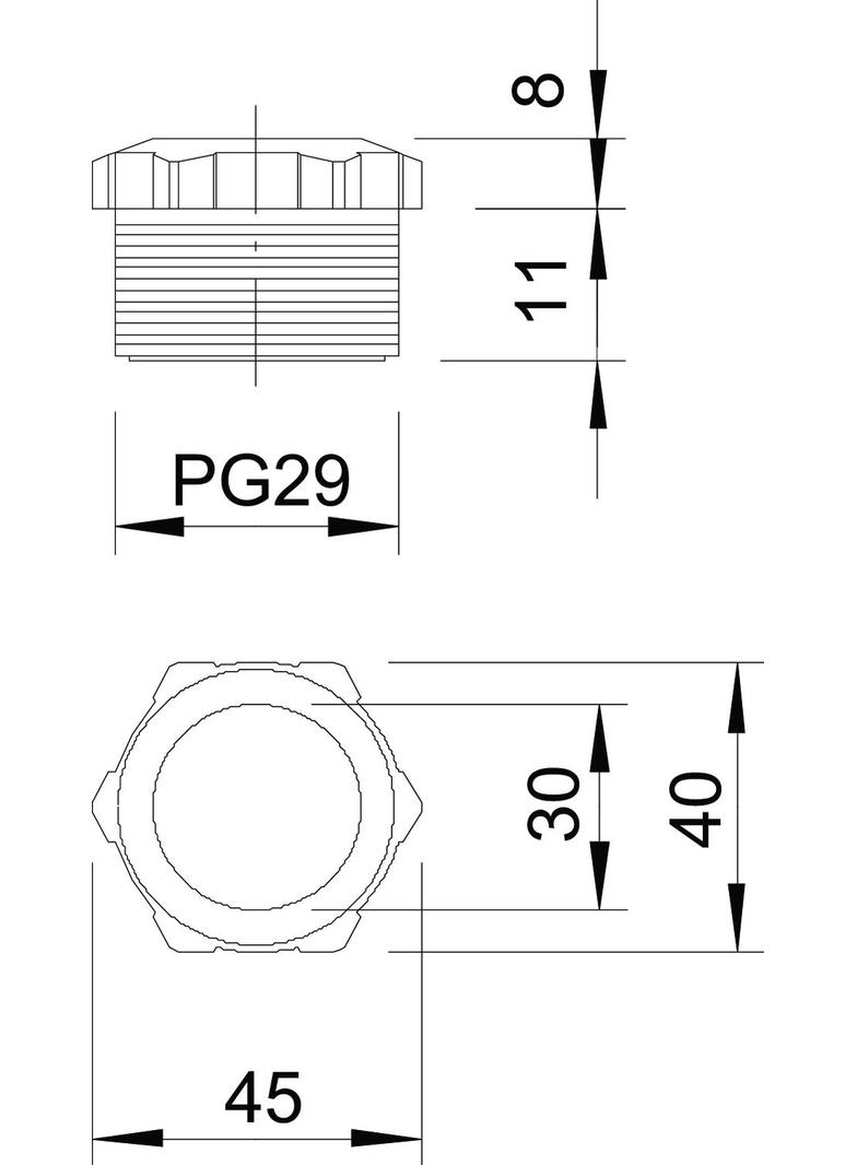 107/E, TULEJA GWINT.CISK.PG29 SZARA