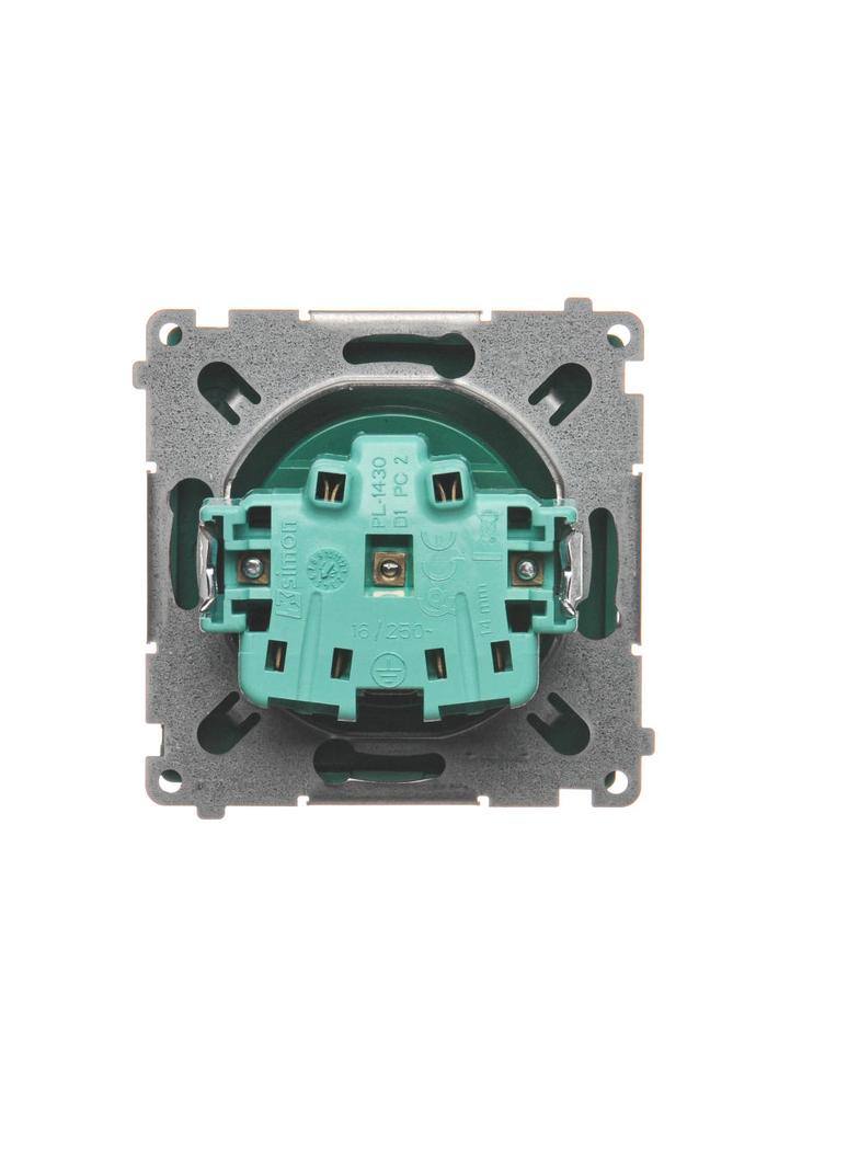 Simon Basic Gniazdo wtyczkowe z uziemieniem z przesłonami torów prądowych 16A 250V zaciski śrubowe zielone BMGZ1Z.01/33 BMGZ1z.01/33 KONTAKT
