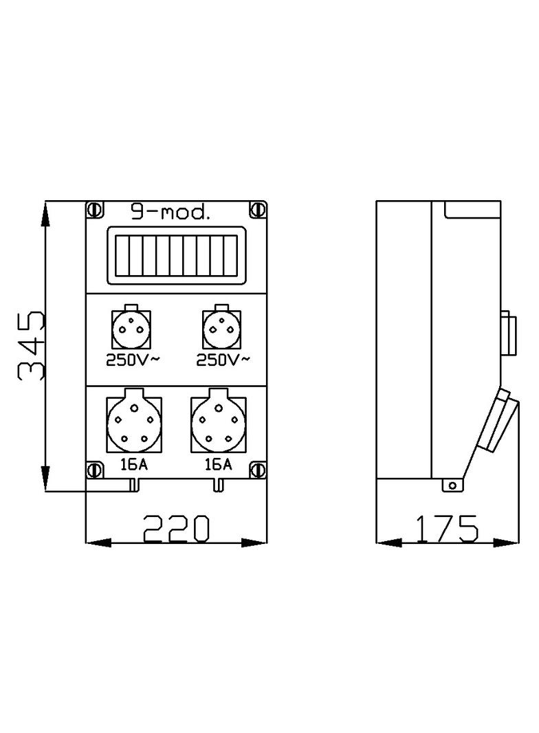ROZDZIELNICA RS 9 MOD 2X 2P+Z  2X 3P+N+Z 16A