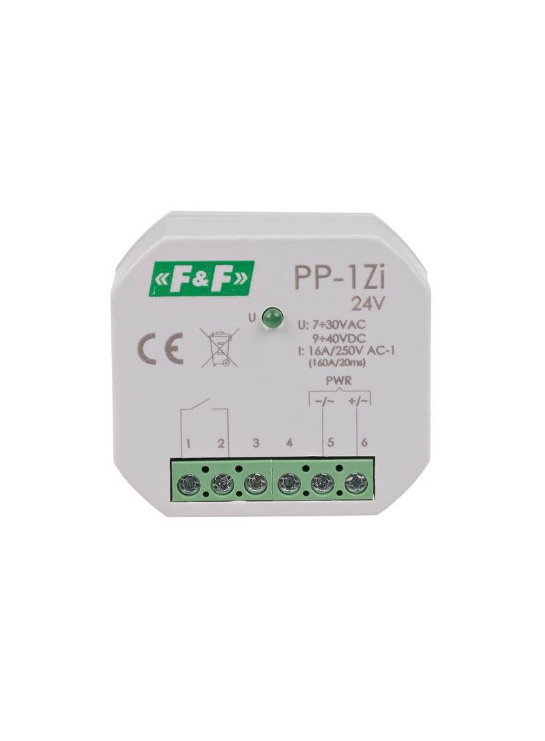 Przekaźnik elektromagnetyczny 1Z 16A montaż podtynkowy U=7-30VAC/9-40VDC 1Z 16A (160A/20ms) PP-1Z-LED-24V F&F