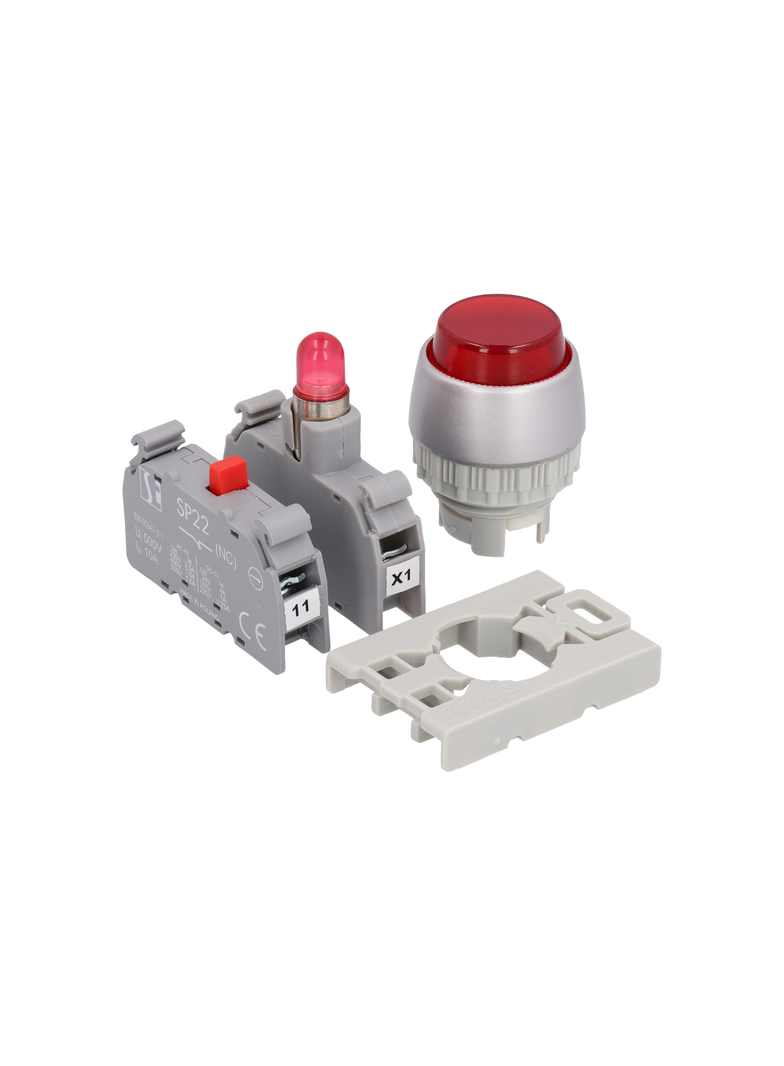 PRZYCISK WYSTAJ PODŚW ZIELONY 1ZW  PIERŚCIEŃ NIKLOWANY