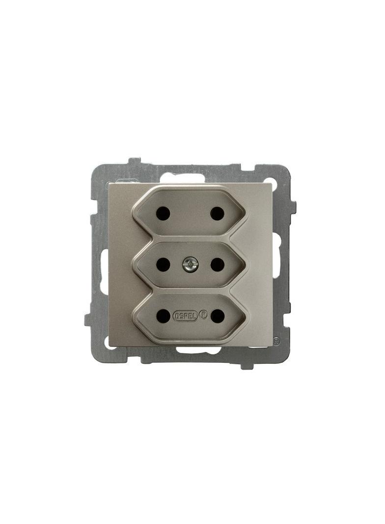 AS Gniazdo potrójne EURO - kolor satyna light