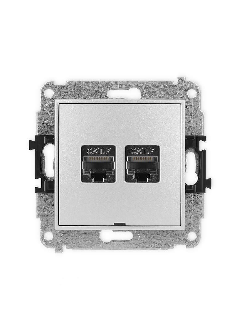 ICON Mechanizm gniazda komputerowego podwójnego 2xRJ45, kat. 7, ekranowany, 8-stykowy, bez pola opis