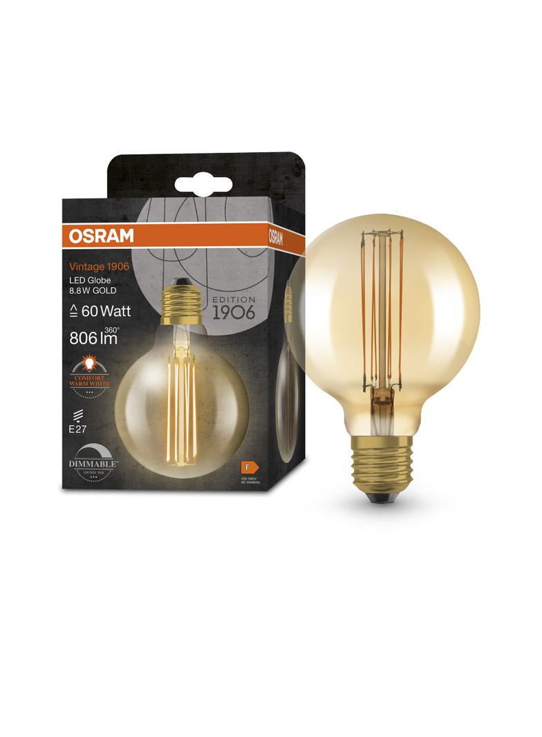 Lampa LED Vintage 1906 GOLD 95 dim 8,8W/822 szkło przezroczyste E27