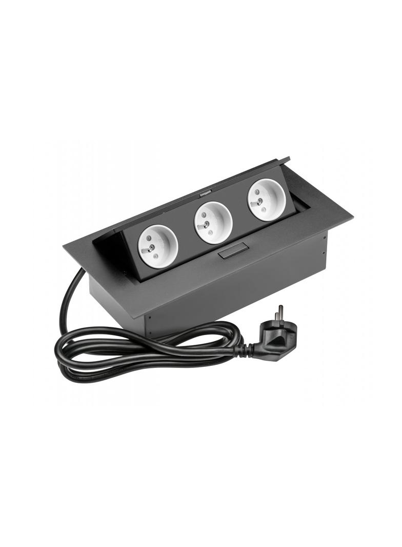 PRZEDŁUŻACZ BIURKOWY 3X GNIAZDO Z UZIEMIENIEM, KABEL ZASILAJACY Z WTYCZKĄ, CZARNY