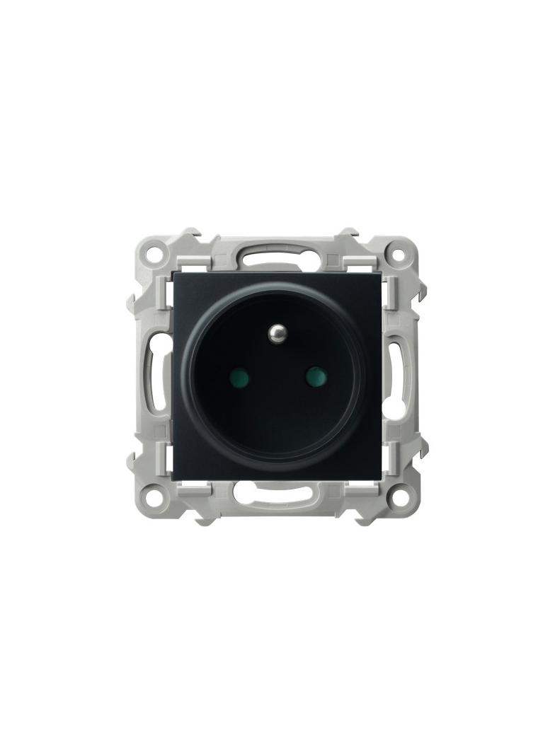 SZAFIR Gniazdo pojedyncze z uziemieniem z przesłonami torów prądowych - kolor czarny metalik