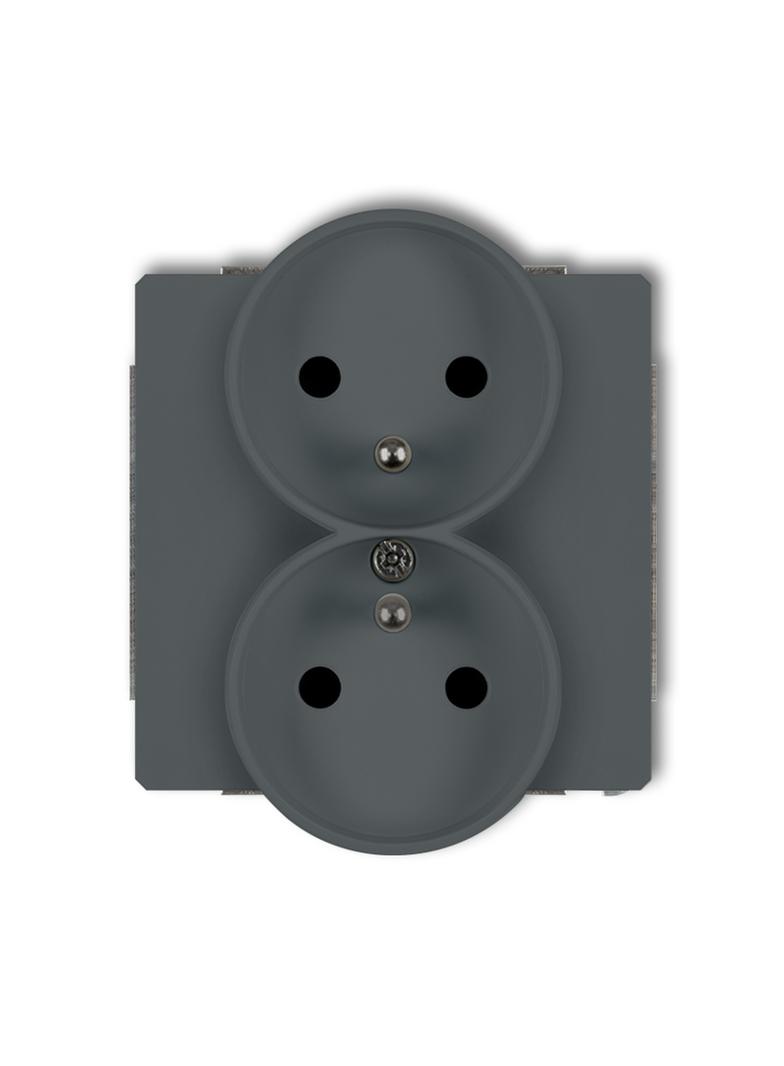 DECO Mechanizm gniazda podwójnego do ramki DECO Soft z uziemieniem 2x(2P+Z) (przesłony torów prądowy