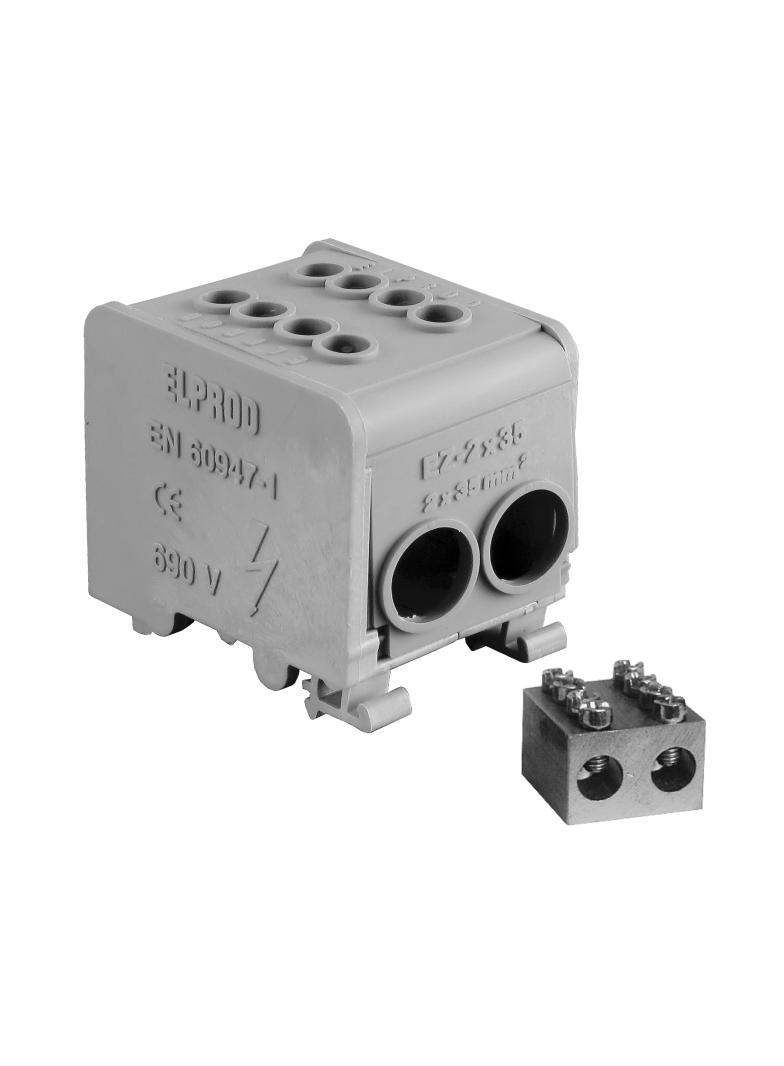 LZ1*35/35 ,  Odgałęźnik instalacyjny 1-segmentowy (zacisk: 2x35mm2), szary