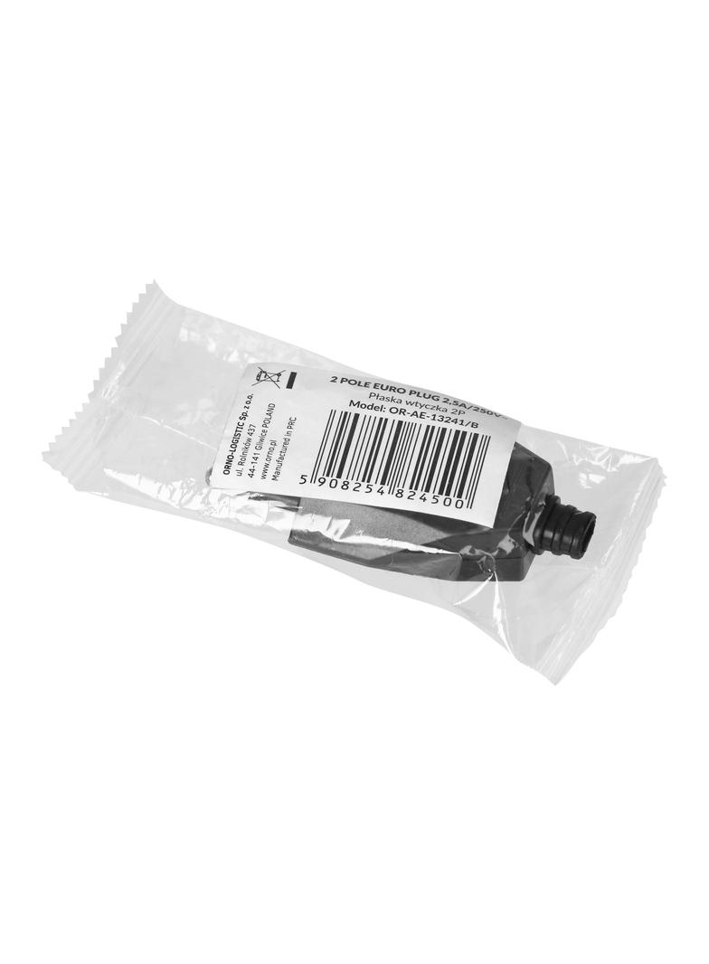 Wtyczka płaska bez uziemienia, 2,5A, 250V, czarny poliwęglan, 1 sztuka OR-AE-13241/B ORNO