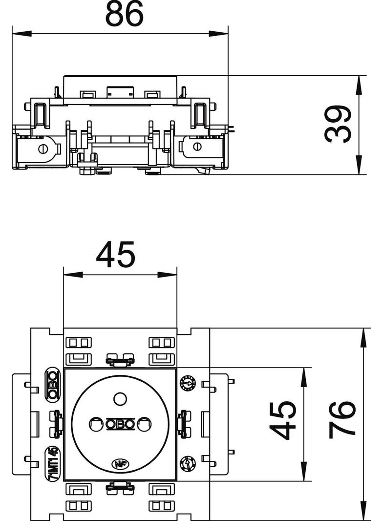 STD-F0C8 SWGR1 Gniazdo 0°, NF, pojedyncze, Connect 80