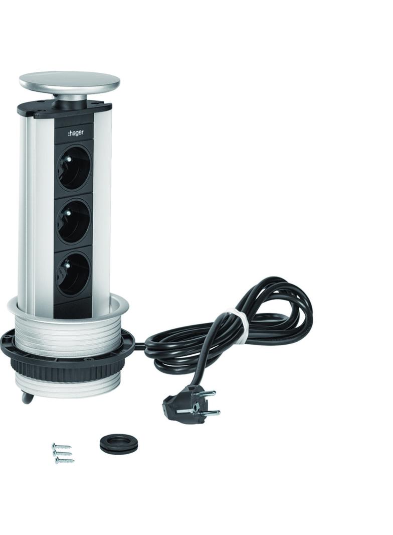 tehalit.office Mediaport zasilający teleskopowy 3xgn 2P+Z aluminium lakierowana G7343LAN HAGER