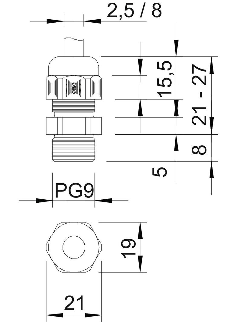 V-TEC, DŁAWIK KABLOWY PG9
