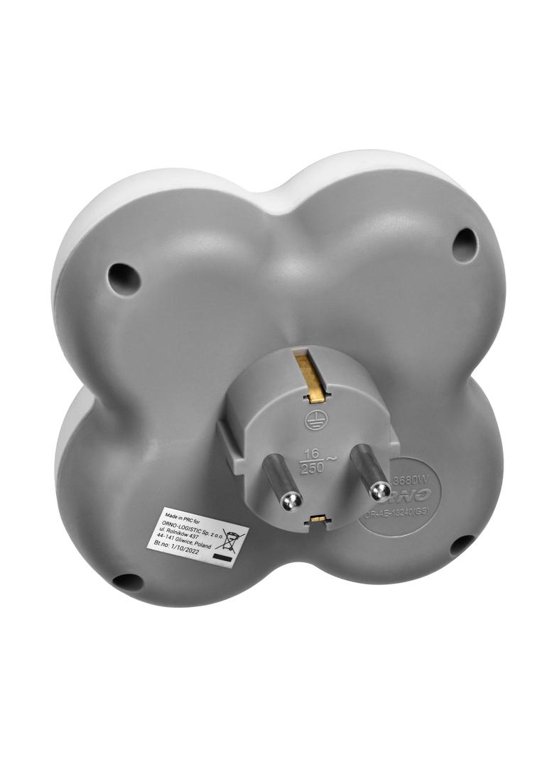 Rozgałęźnik 4x2P+Z (Schuko), biało-szary OR-AE-13240(GS) ORNO