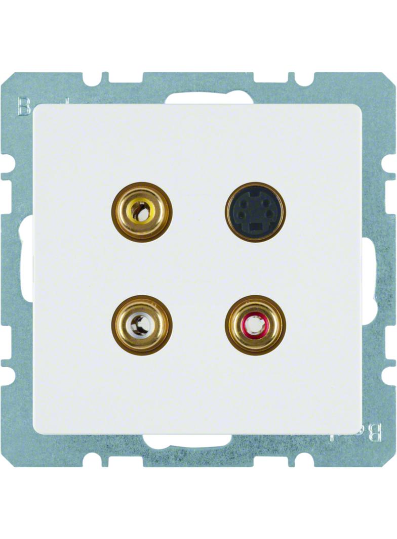 BERKER Q.x Gniazdo 3xCinch / S-Video biały aksamit 3315326089 HAGER