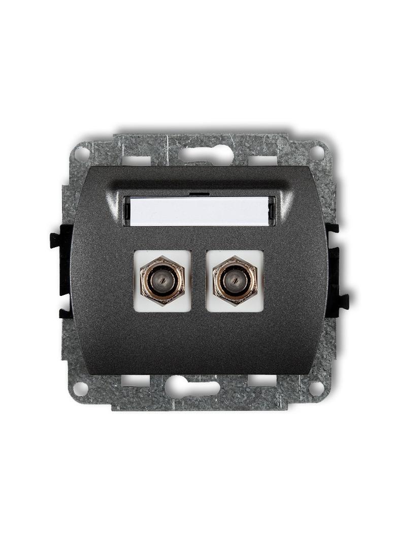 TREND Mechanizm gniazda antenowego podwójnego typu F (SAT) pozłacany grafitowy