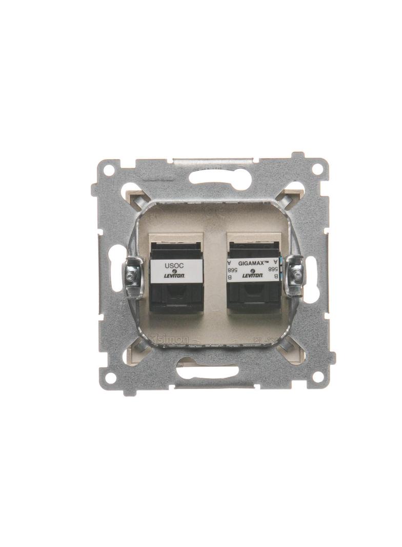 Simon 54 Gniazdo komputerowe RJ45 kategoria 5e + telefoniczne RJ12 złoty mat D5T.01/44 KONTAKT