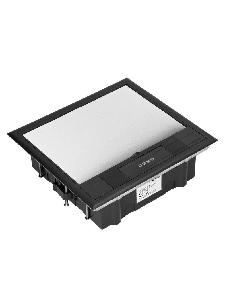 Puszka podłogowa na gniazda modułowe 6 x 45x45mm lub 12 x 22,5x45mm, pokrywa: stal nierdzewna, czarn