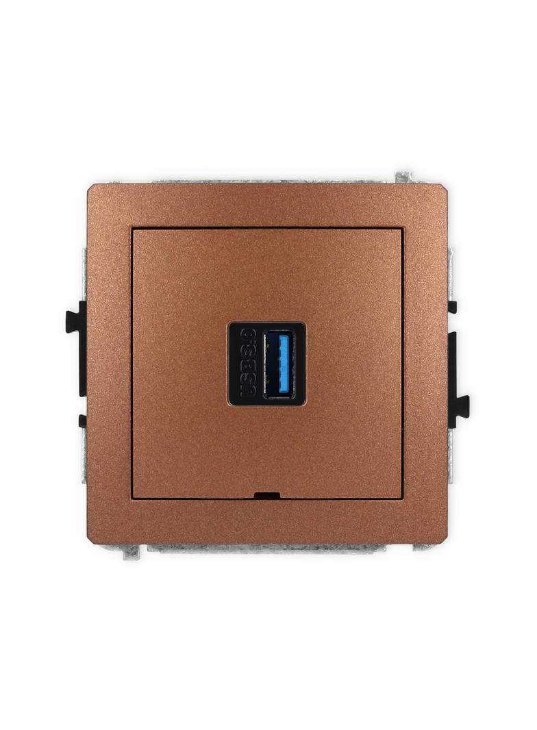 DECO Mechanizm gniazda pojedynczego USB A-A 3.0, bez pola opisowego brązowy metalik