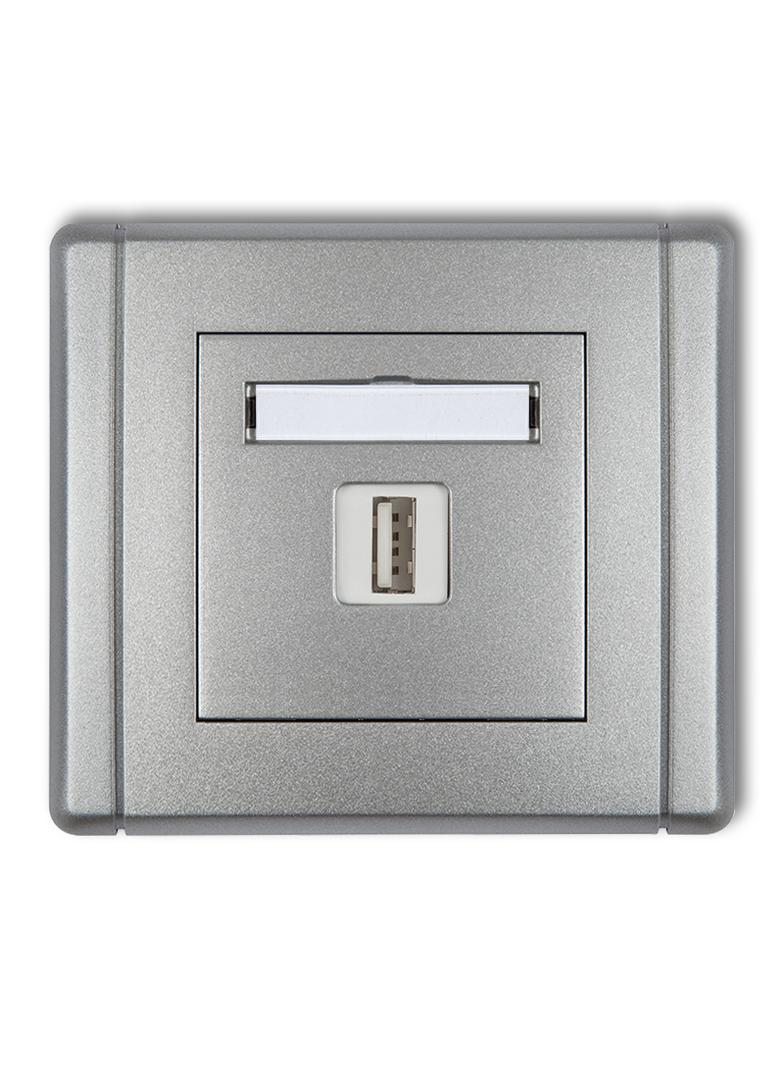 FLEXI Ładowarka USB pojedyncza USB A, 10W max., 5V, 2A srebrny metalik