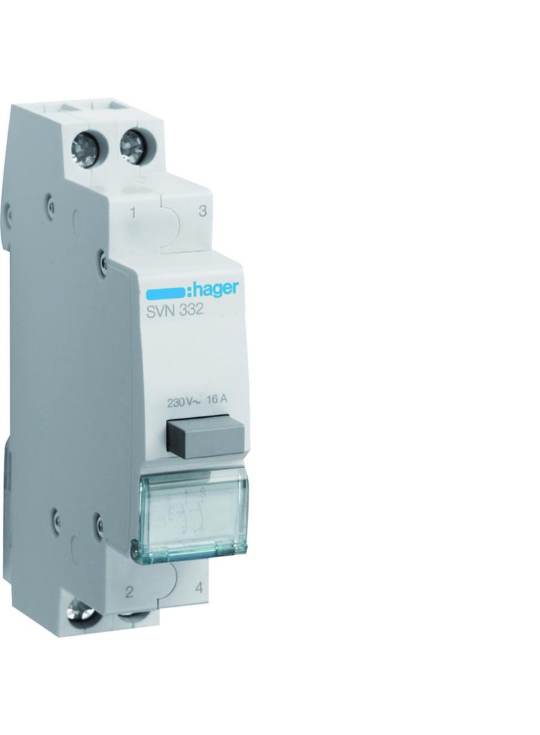 Przełącznik przyciskowy 2NO Ith=16A 230VAC SVN332 HAGER