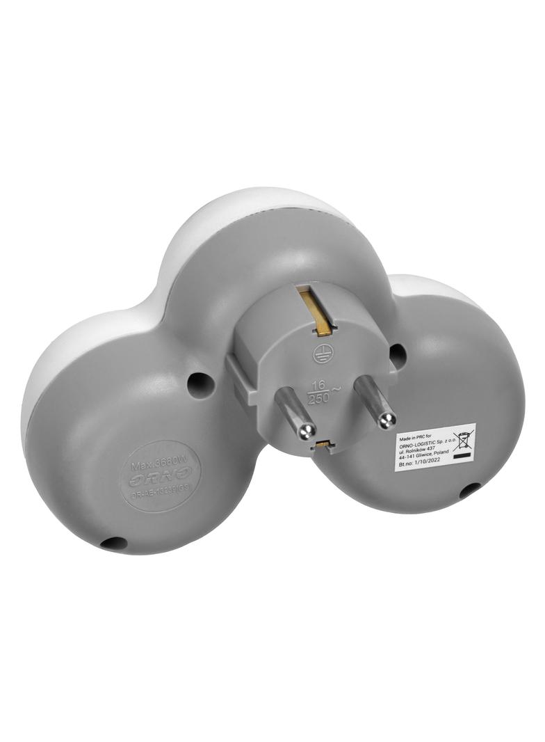Rozgałęźnik 3x2P+Z (Schuko), biało-szary OR-AE-13239(GS) ORNO