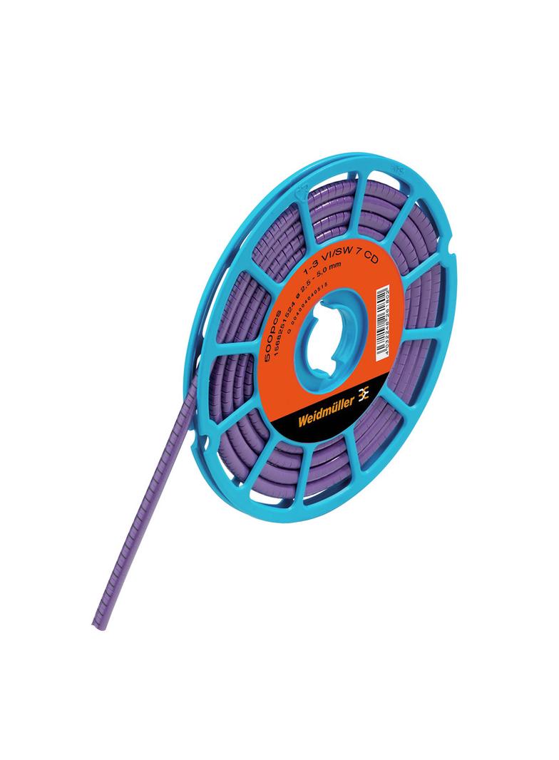 CLI C 1-3 VI/WS 7 CD System kodowania kabli, 2.5 - 5 mm, 4.2 mm, Nadrukowane znaki: Liczby, 7, PVC, miękkie, bez kadmu, fioletowy /500szt./ 1568251524 WEIDMÜLLER