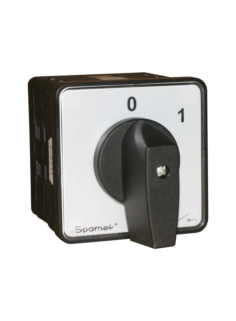 Łącznik Krzywkowy 63A, Rozłącznik 0-1 (4 - biegunowy), mocowany do pulpitu czoło szare pokrętło czar SK63-2.8210P03 SPAMEL