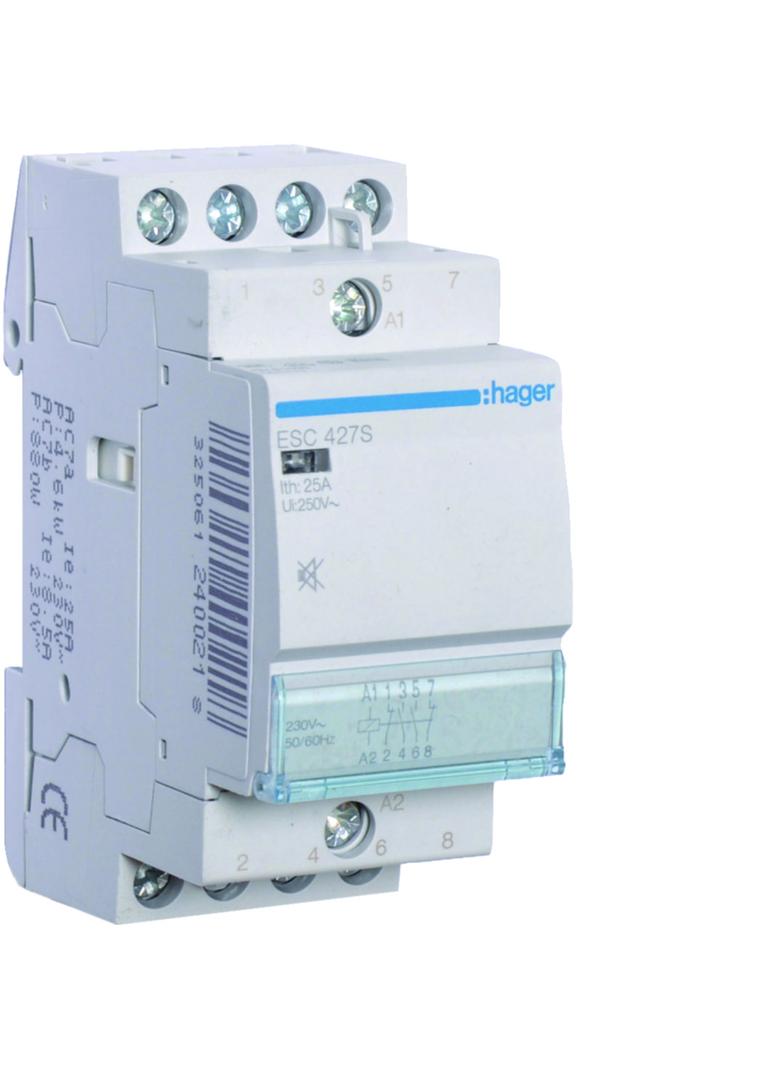 Stycznik modułowy cichy 230V AC 2Z+2R 25A AC-7A B ESC427S HAGER