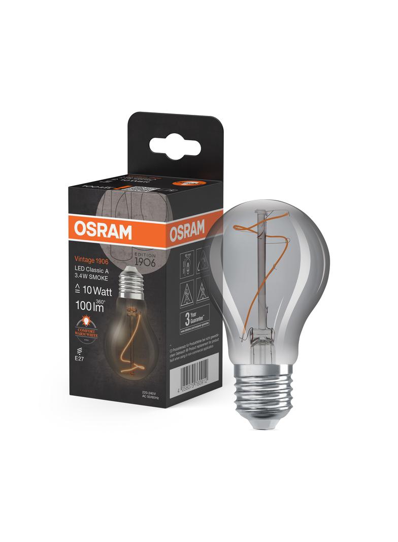 Lampa LED Vintage 1906 LED CL A Filament szkło przezroczyste SMOKE non-dim 3,4W/818 E27