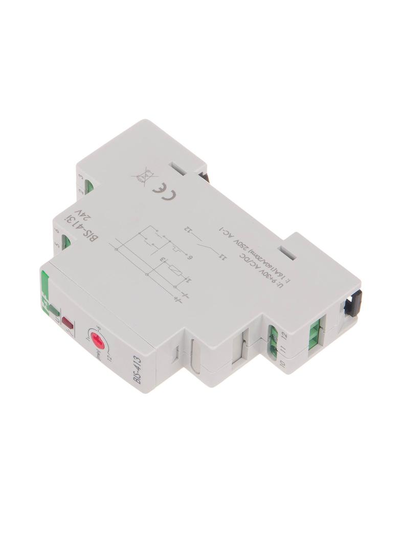 Przekaźnik bistabilny z wyłącznikiem czasowym,  na szynę DIN, z przekaźnikiem inrush 160A/20ms 24V