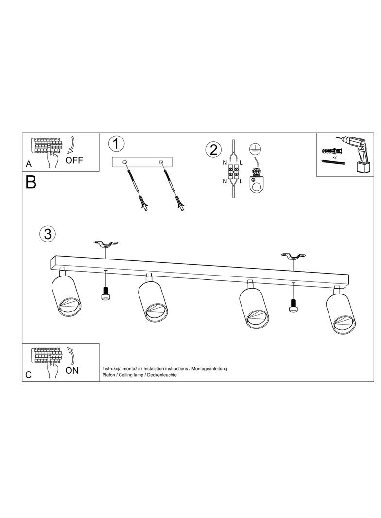 Sollux Plafon BERG 4 naturalne drewno SL.1042