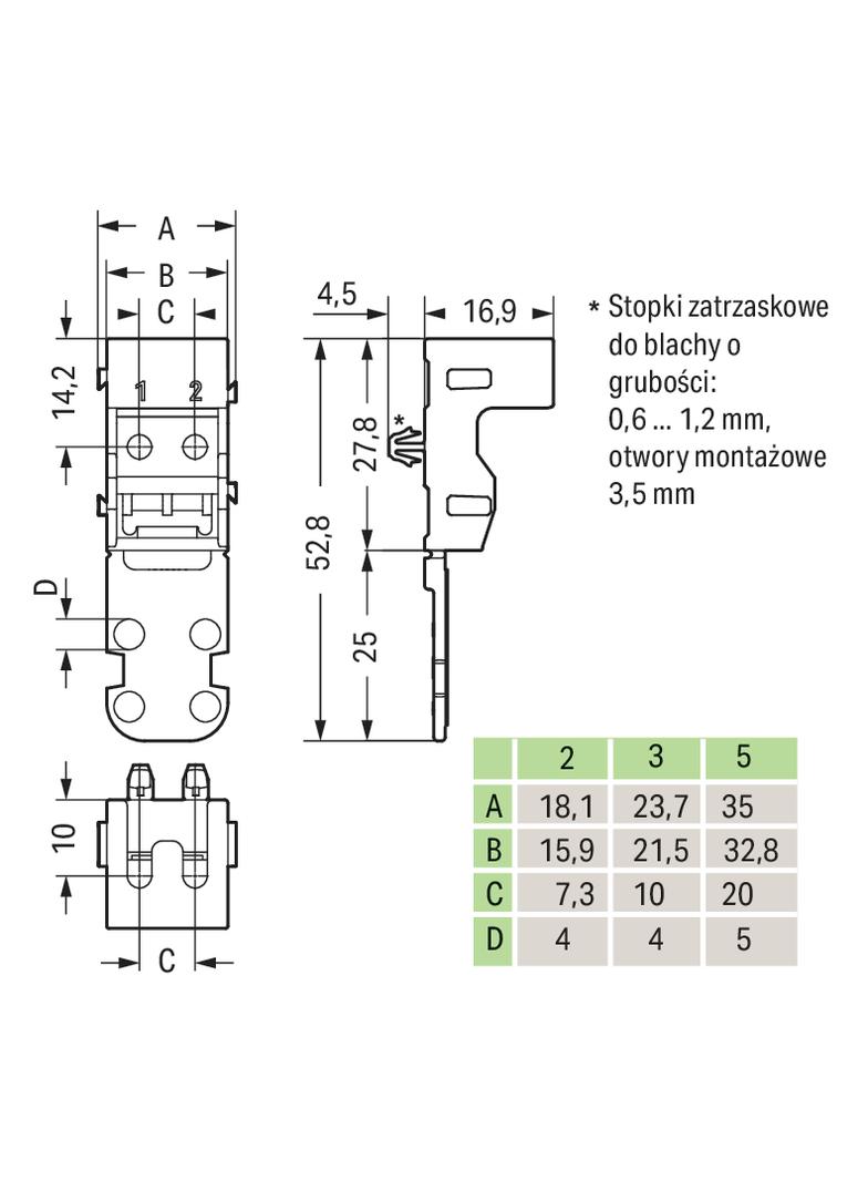 ADAPTER MONTAŻOWY /10szt./ WAGO