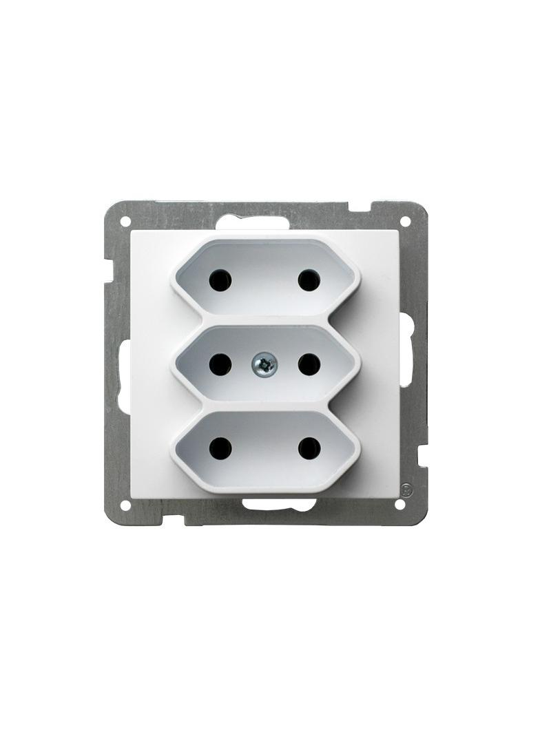 AS Gniazdo potrójne EURO - kolor biały