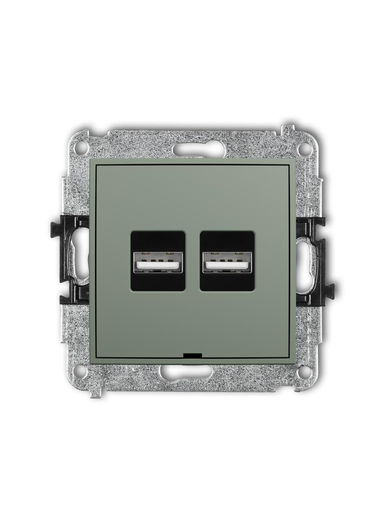ICON Mechanizm ładowarki USB podwójnej 2xUSB A, 15,5W max., 5V, 3.1A, bez pola opisowego szałwiowy