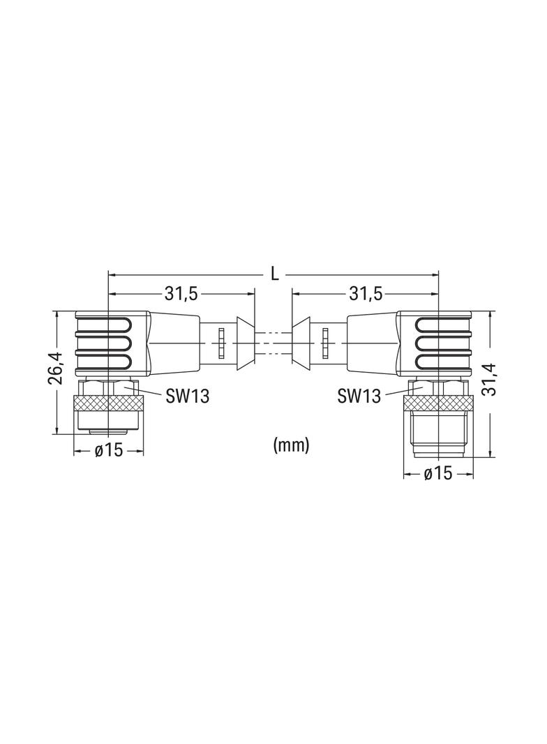przewód do czujników/el.wykonawczych gniazdo kątowe/wtyczka kątowa M12 1m