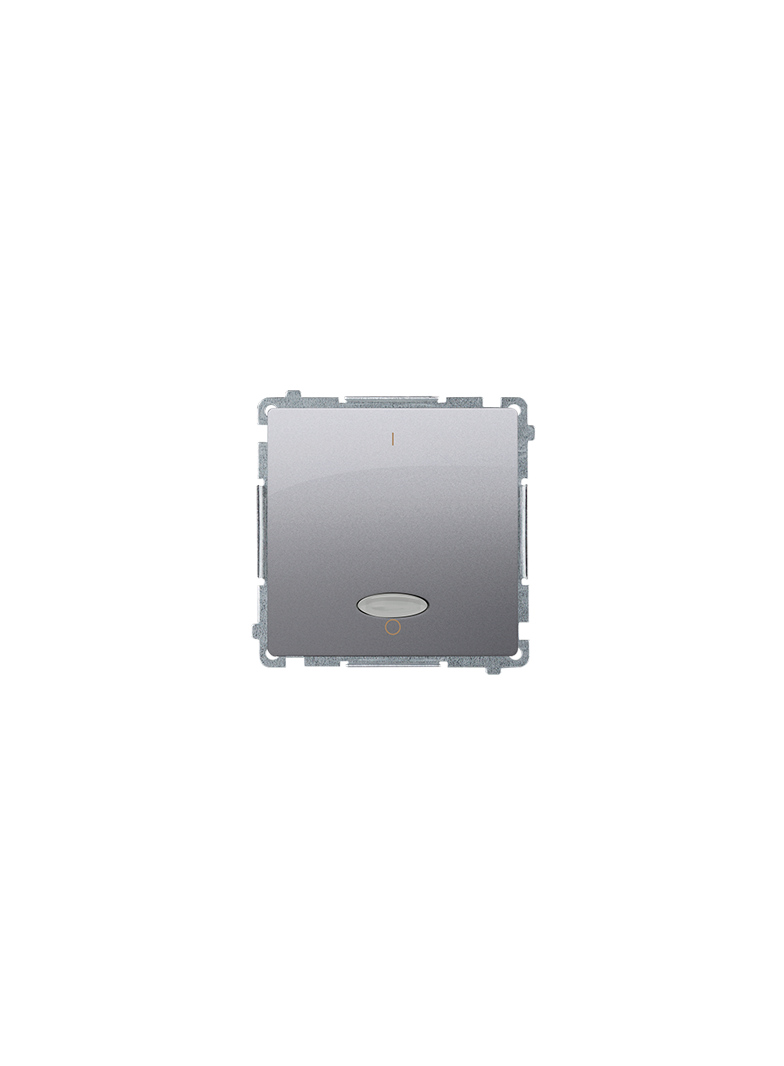 Simon Basic Łącznik dwubiegunowy z podświetleniem LED 10A 250V szybkozłączka srebrny mat BMW2L.01/43 KONTAKT