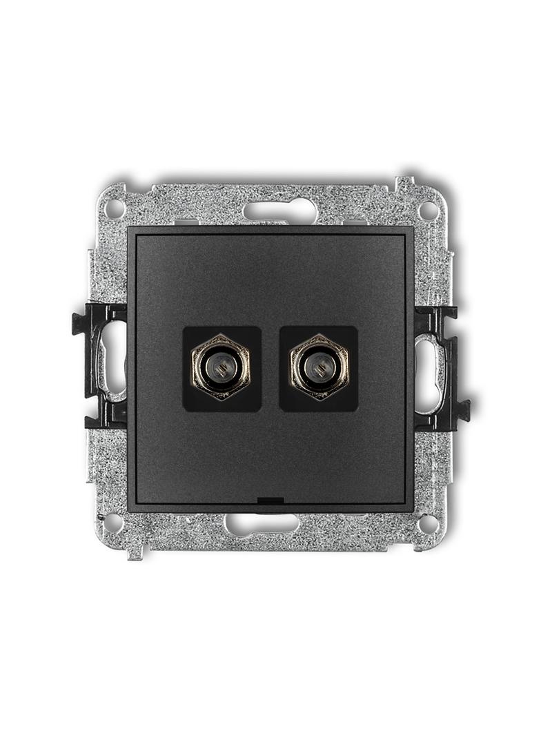 ICON Mechanizm gniazda antenowego podwójnego typu F (SAT) niklowany, bez pola opisowego grafitowy