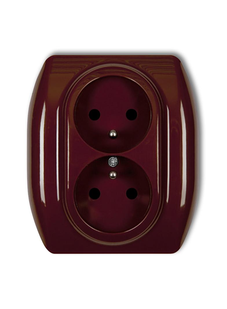 TREND Gniazdo podwójne z uziemieniem 2x(2P+Z) (przesłony torów prądowych) brązowy