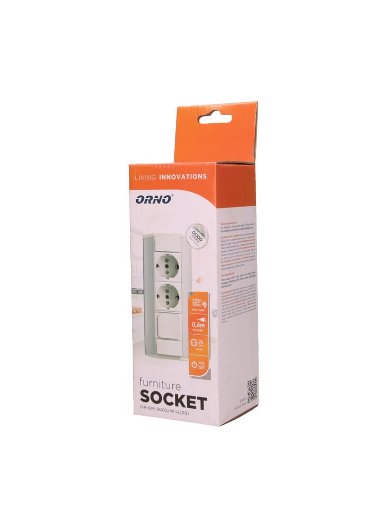 Gniazdo meblowe 2x2P+Z z wyłącznikiem, schuko, biało-srebrne OR-GM-9002/W-G(GS) ORNO