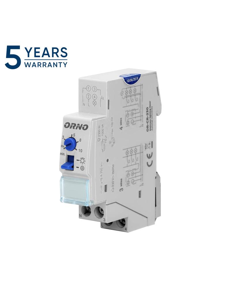 Automat schodowy instalacja 3 lub 4 żyłowa 1 moduł DIN TH-35mm OR-CR-230 ORNO