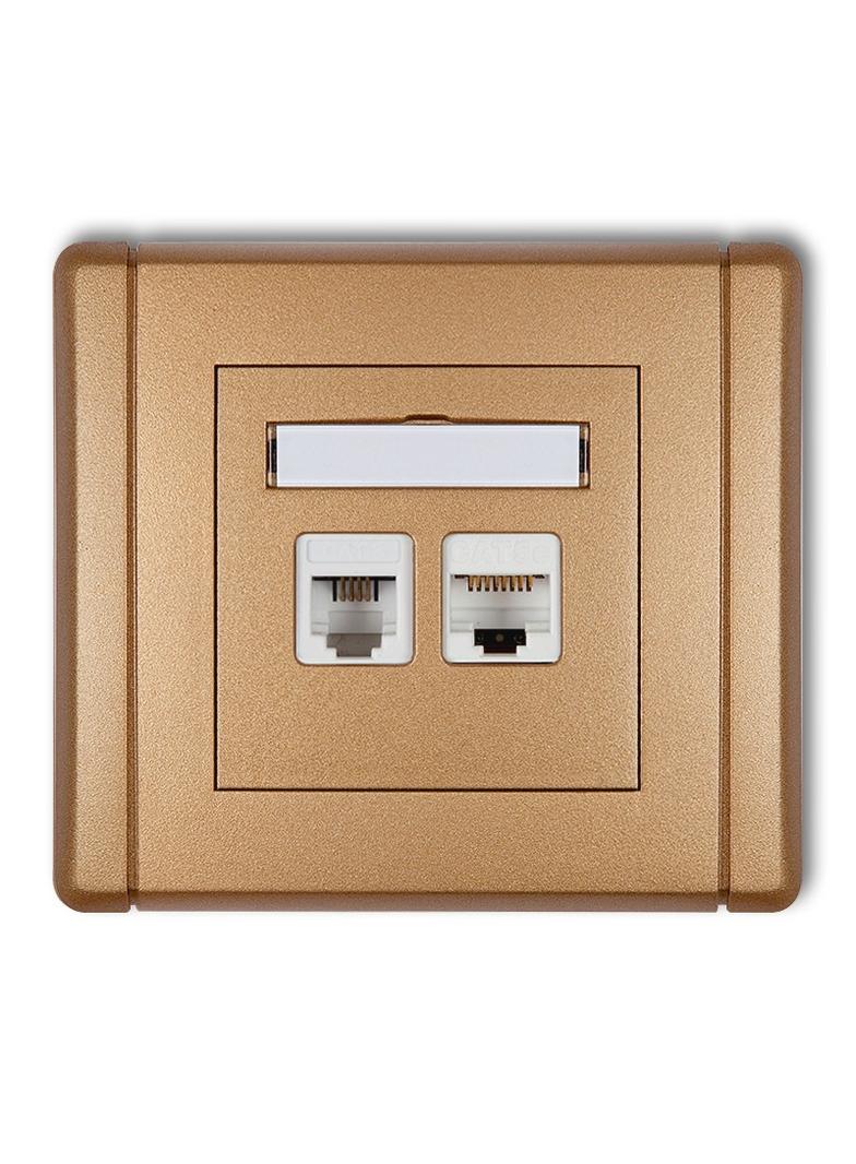 FLEXI Gniazdo telefoniczne pojedyncze 1xRJ11 + komputerowe pojedyncze 1xRJ45, kat. 5e, 8-stykowe, be